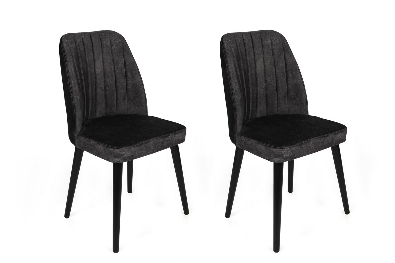 Set scaune 2 piese, Hanah Home, Alfa-437 V2, Antracit / Negru - imagine 5